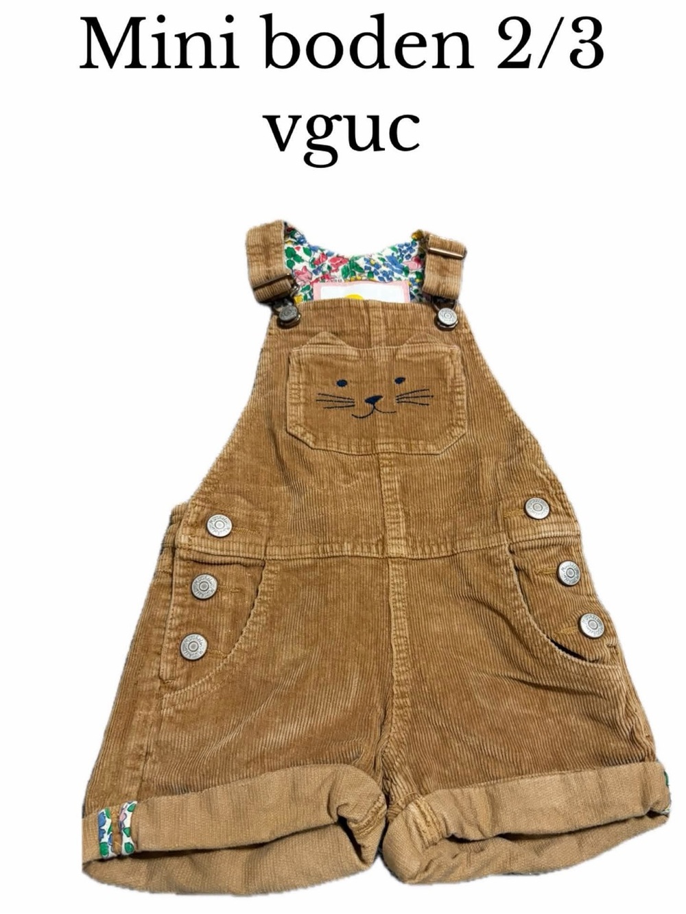 Mini boden 2-3 corduroy cat overalls